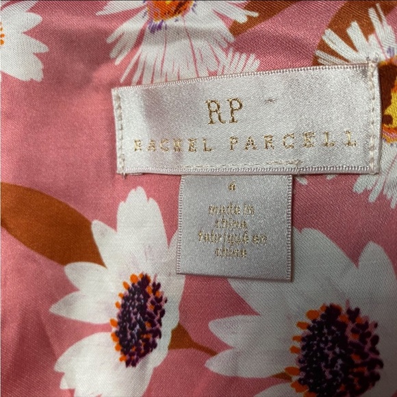 Rachel Parcell Pink Floral Shirt Dress Belted Tiered Ruffle Hem Long Sleeve 6 - Picture 15 of 16